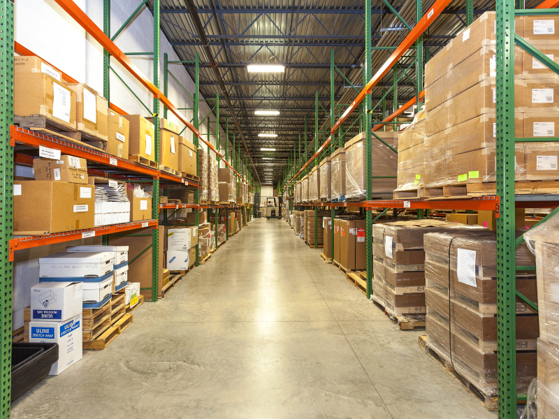 3PL warehouse services with organized shelves of medical products