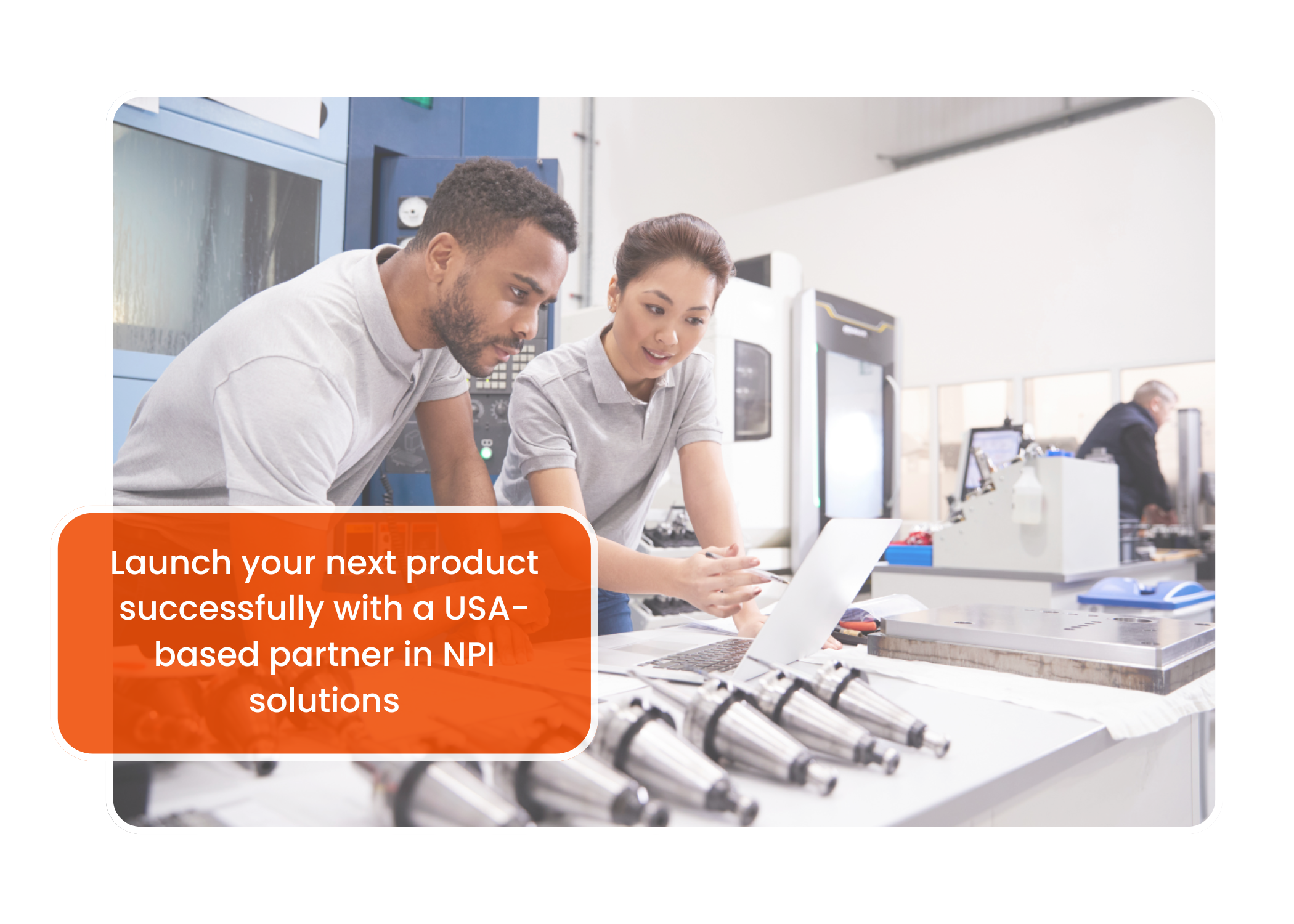 A team of engineers working on a product launch as a part of new product introduction services at MFG One headquarters.