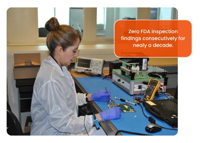 medical device contract manufacturer with zero FDA findings