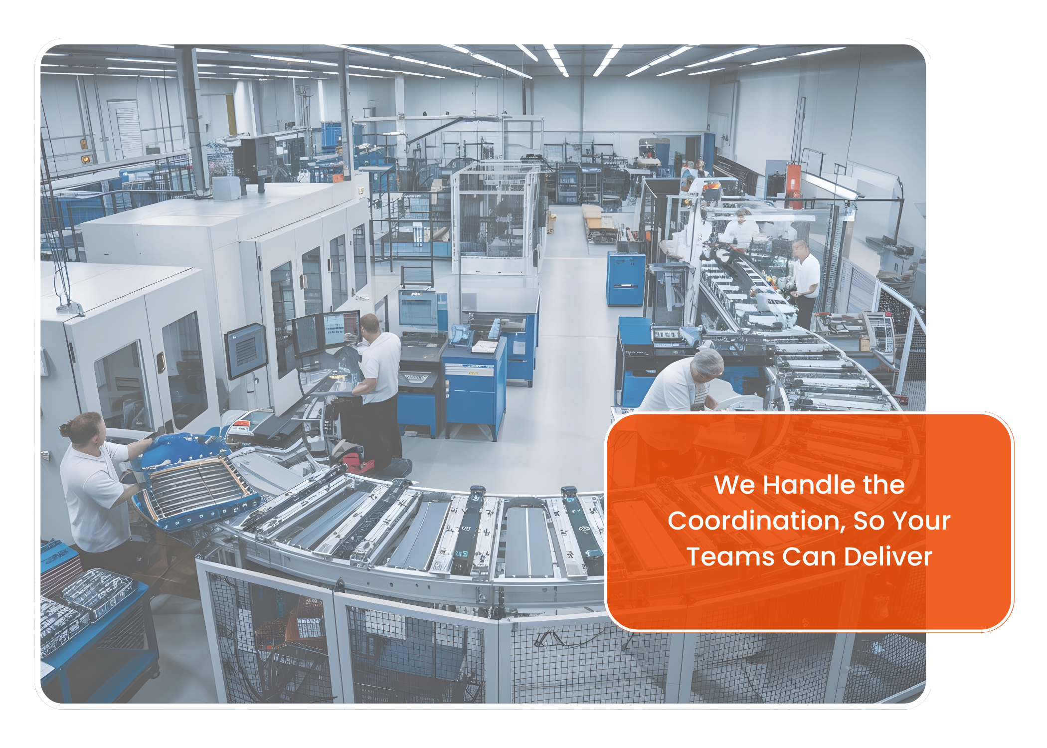 OEM manufacturing support in action with electronic equipment assembly and increased production output.